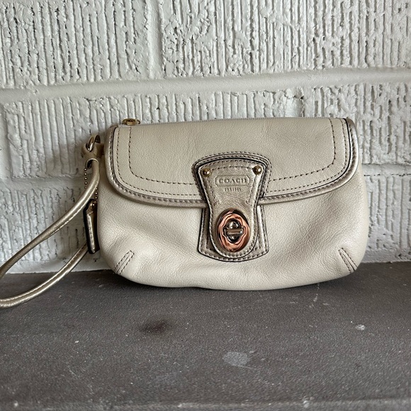 Coach Gigi cream/gold/pink wristlet. 4”x7” Like new - Picture 2 of 8